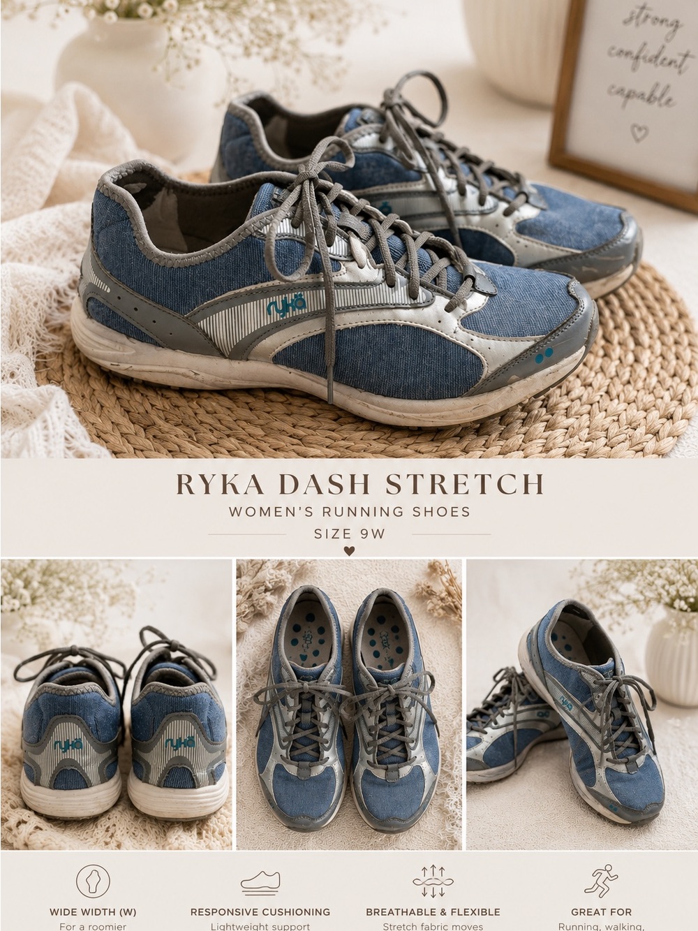 Ryka Gray and Blue Women's Sneakers